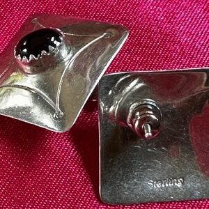 Navajo Black Onyx and Sterling Silver earrings